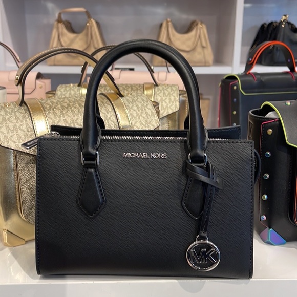 Michael Kors Sheila Small Center Zip Satchel Shoulder Crossbody Bag 
Black - Picture 7 of 13